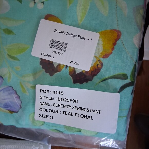 Aratta Serenity Springs Pants Teal Floral size Large NWT - Picture 5 of 6